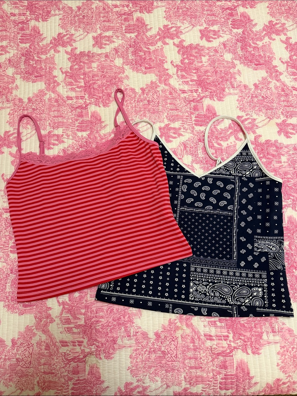 wild fable Pink Striped Cami & Navy Bandana-Print Cami - Set of 2